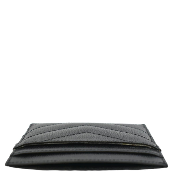 YVES SAINT LAURENT Cassandre Monogram Grain De Poudre Leather Card Holder Black