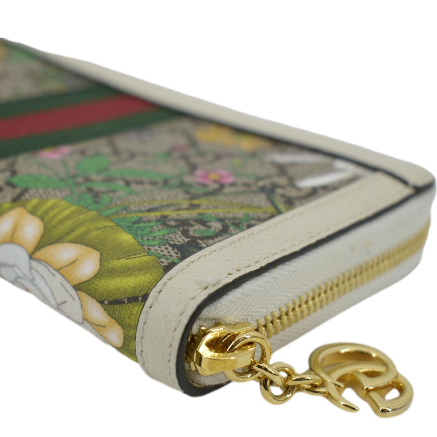 GUCCI Ophidia Flora Web GG Continental Supreme Canvas Wallet Beige 523