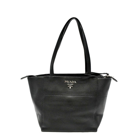 PRADA Leather Tote Bag Black