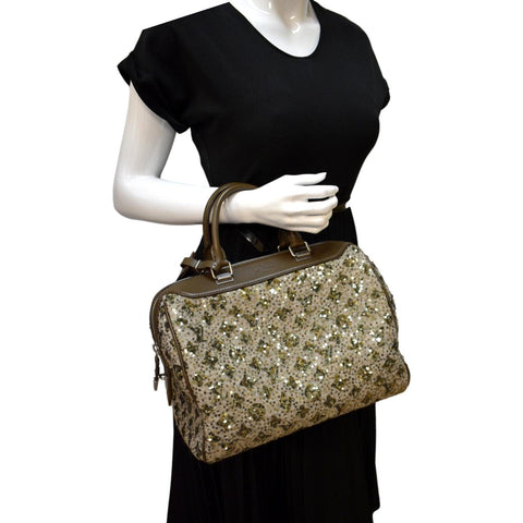LOUIS VUITTON Speedy Sunshine Express 30 Monogram Sequin Satchel Bag Khaki