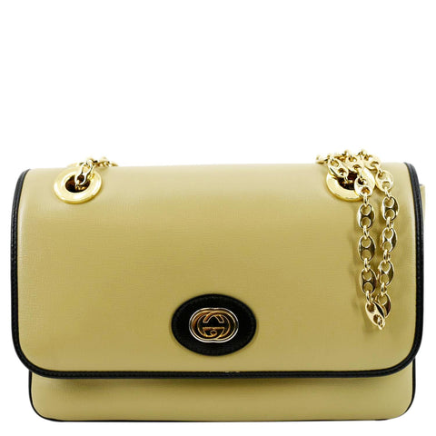 GUCCI Linea Marina Small Leather Chain Shoulder Bag Beige 576421