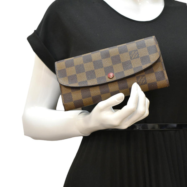 LOUIS VUITTON Emilie Damier Ebene Wallet Brown