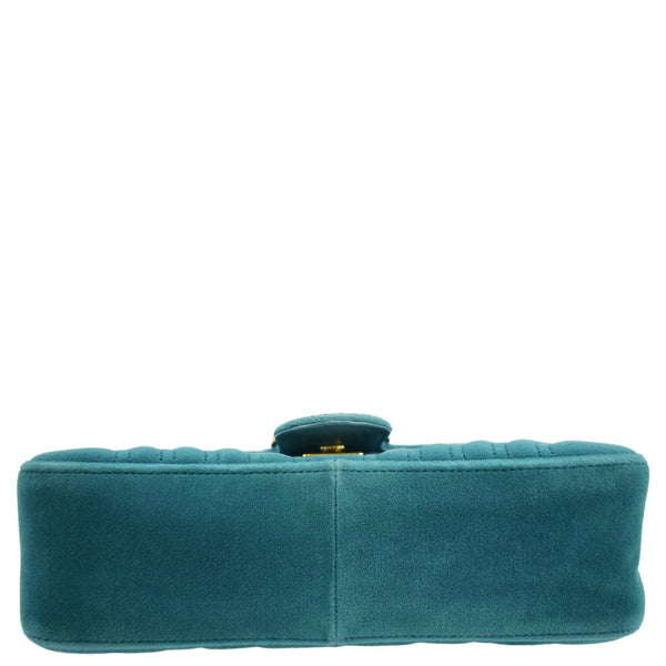 GUCCI GG Marmont Small Velvet Shoulder Bag - Turquoise