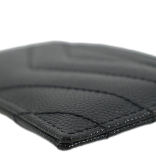 YVES SAINT LAURENT Cassandre Monogram Grain De Poudre Leather Card Holder Black
