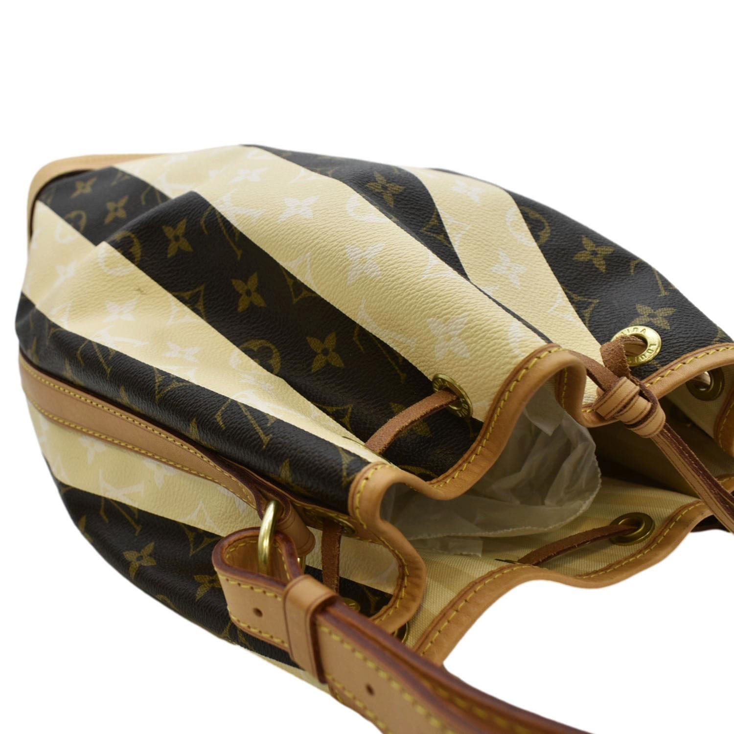 LOUIS VUITTON Noe Monogram Rayures Shoulder Bag Ivory