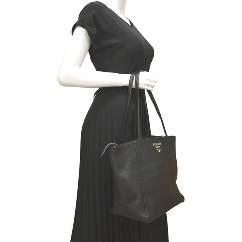 PRADA Leather Tote Bag Black