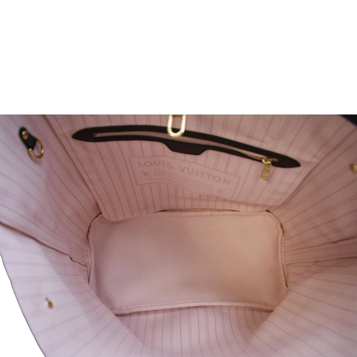 Louis Vuitton, Bags, Louis Vuitton Damier Ebene Neverfull Clutch Rose  Ballerine Interior Purse