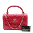 CHANEL Trendy CC Top Handle Flap Quilted Leather Shoulder Bag Pink