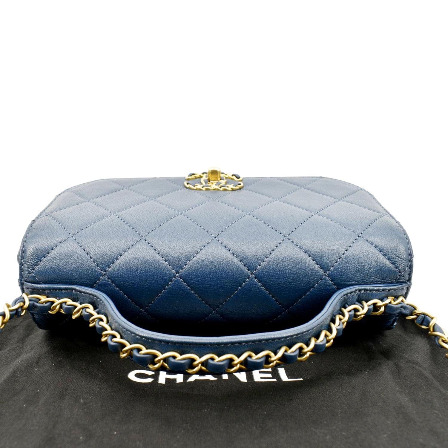 Chanel Blue Goatskin Quilted Chanel 19 Pouch