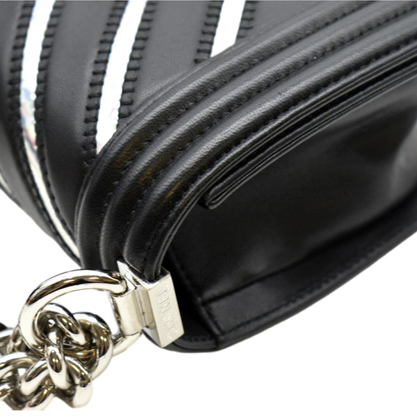 Chanel Boy Chevron Leather Holographic Crossbody Bag - Top Left