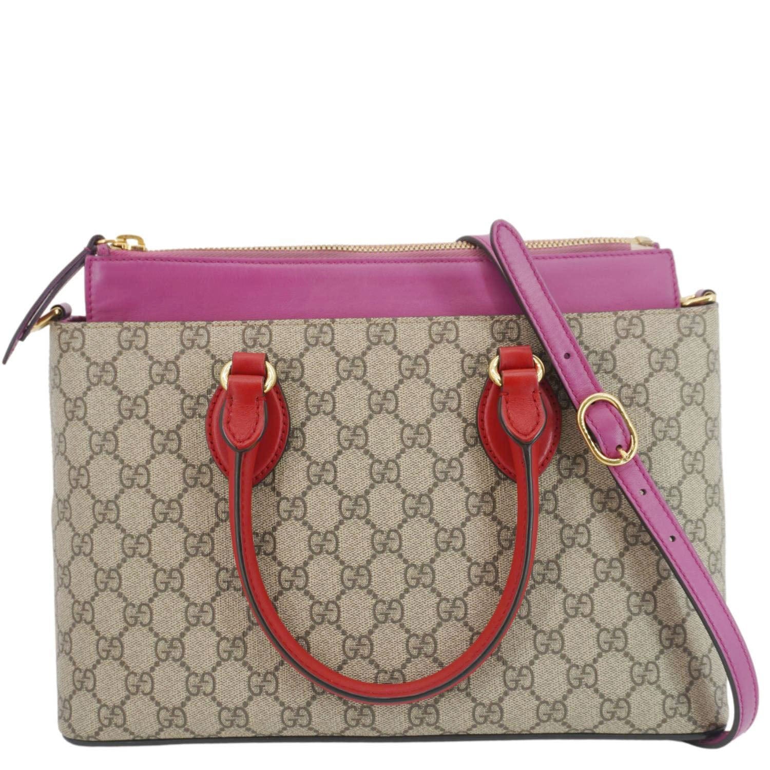 GUCCI GG Small Supreme Canvas Top Zip Pink Crossbody Bag