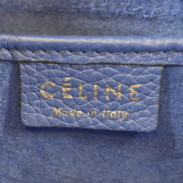 CELINE Nano Luggage Drummed Leather Tote Crossbody Bag Blue