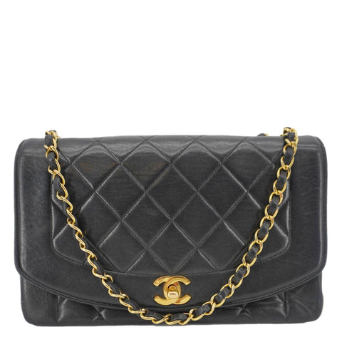 CHANEL Diana Flap Quilted Leather Shoulder Bag Black