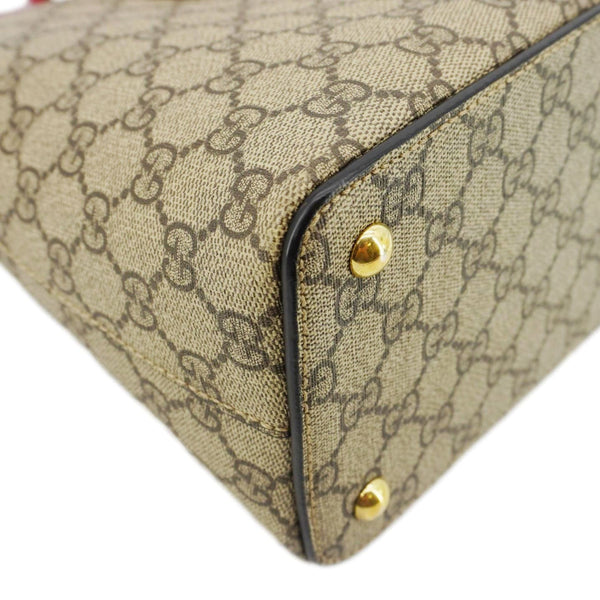 GUCCI GG Small Supreme Canvas Top Zip Crossbody Bag Pink 409534