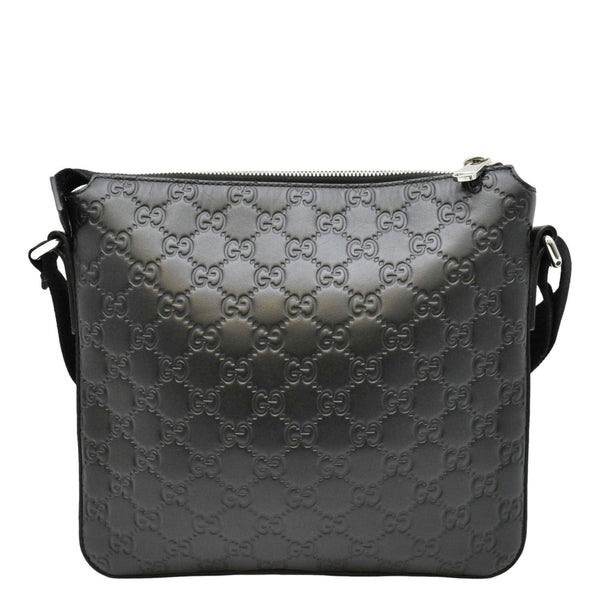 GUCCI GG Signature Leather Messenger Bag Black 406410