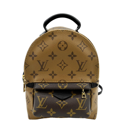 LOUIS VUITTON Palm Springs Mini Monogram Reverse Canvas Backpack Bag Brown