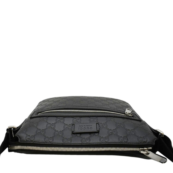 GUCCI GG Signature Leather Messenger Bag Black 406410