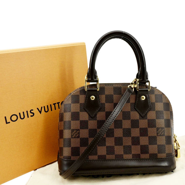 LOUIS VUITTON Alma BB Damier Ebene Satchel Crossbody Bag Brown