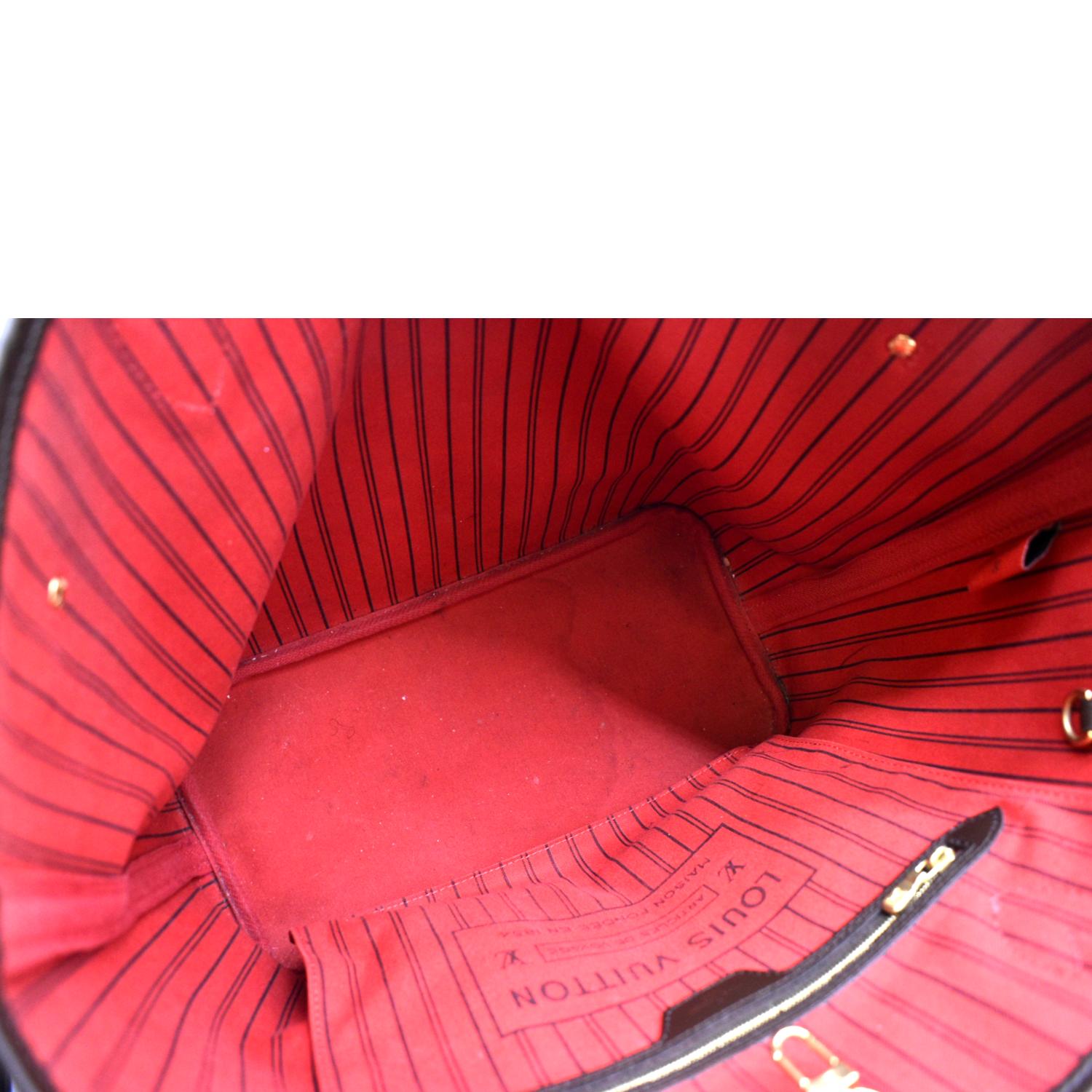 Louis Vuitton Neverfull MM Tote Bag Damier Ebene Red 