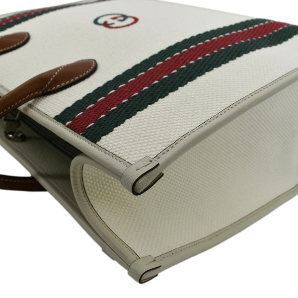 GUCCI GG Interlocking Canvas Web Shoulder Bag White 701733