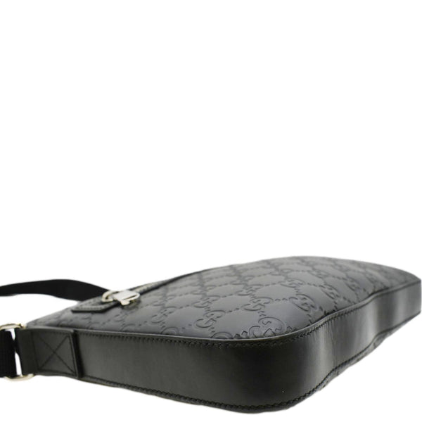 GUCCI GG Signature Leather Messenger Bag Black 406410