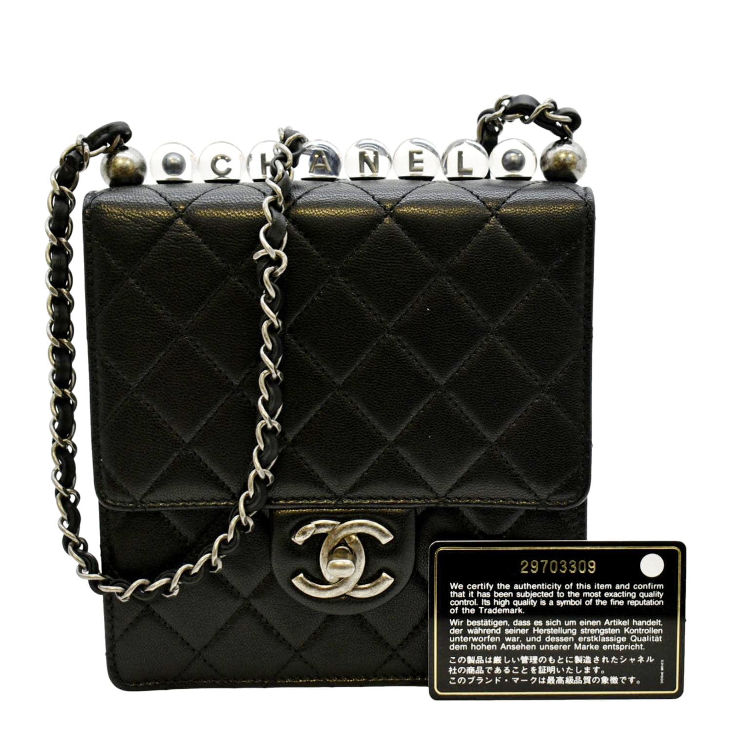 Chanel Calfskin Quilted Pearl Mini Wallet On Chain WOC Black – STYLISHTOP