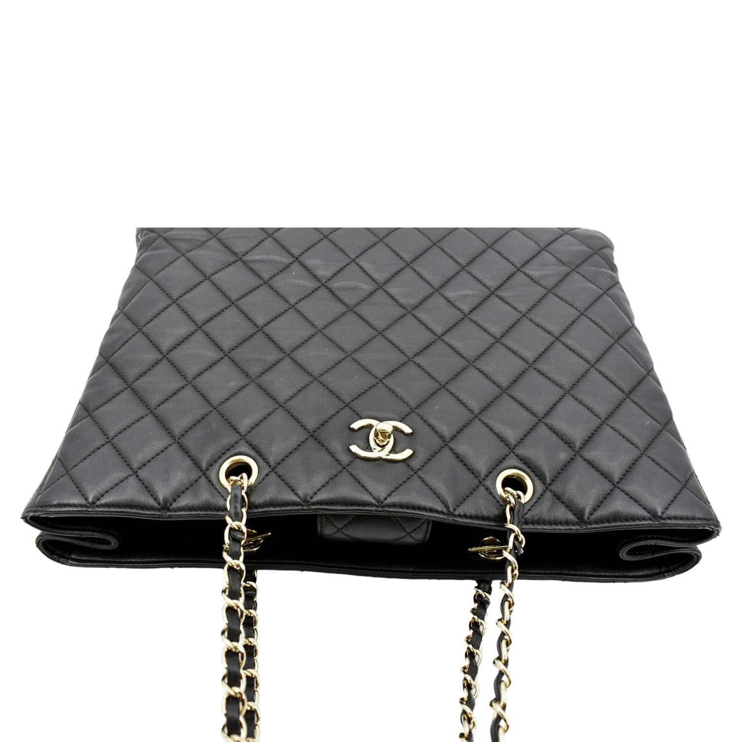 CHANEL Large Classic Shopping Quilted Leather Tote Bag Black