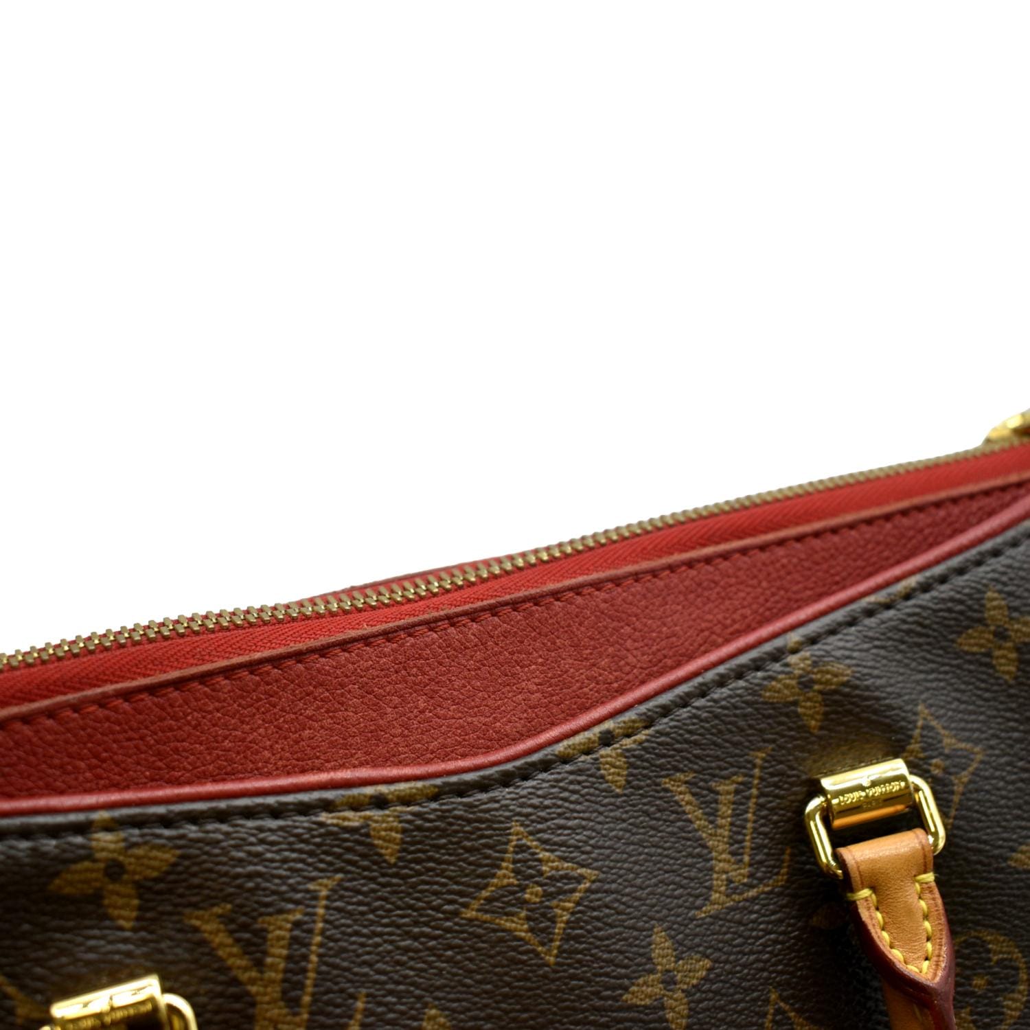 Authentic Louis Vuitton PALLAS Monogram MM Red Tote Shoulder Bag