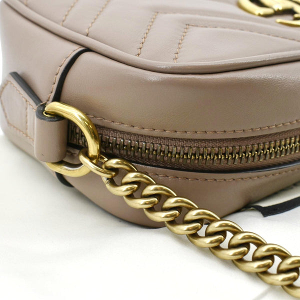 GUCCI GG Marmont Matelasse Mini Leather Crossbody Bag Beige 448065