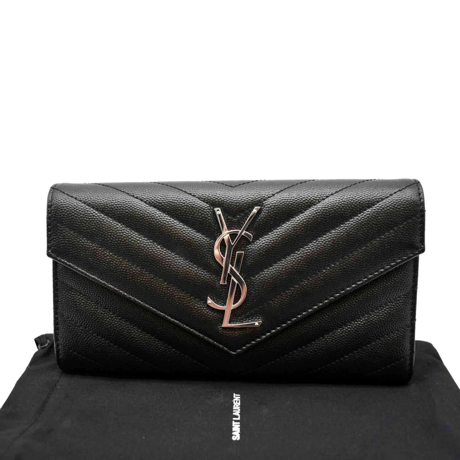 Monogram Large Leather Wallet in Black - Saint Laurent