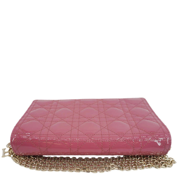 CHRISTIAN DIOR Lady Dior Patent Cannage Leather Chain Pouch Bag Pink