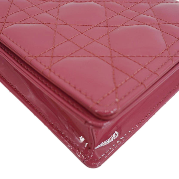 CHRISTIAN DIOR Lady Dior Patent Cannage Leather Chain Pouch Bag Pink