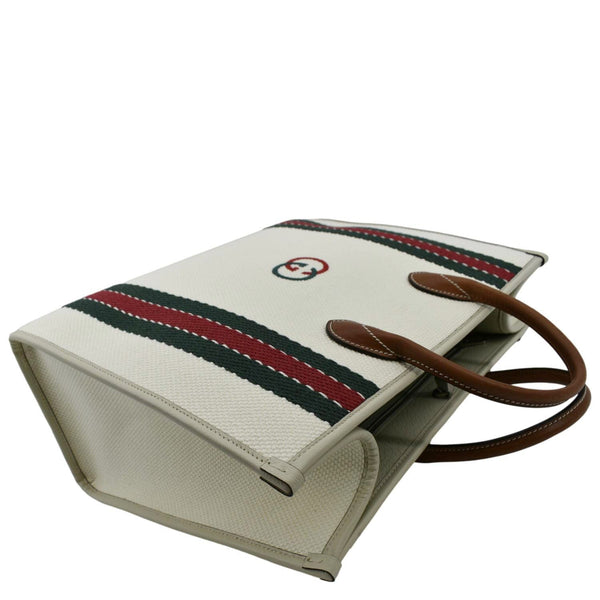 GUCCI GG Interlocking Canvas Web Shoulder Bag White 701733