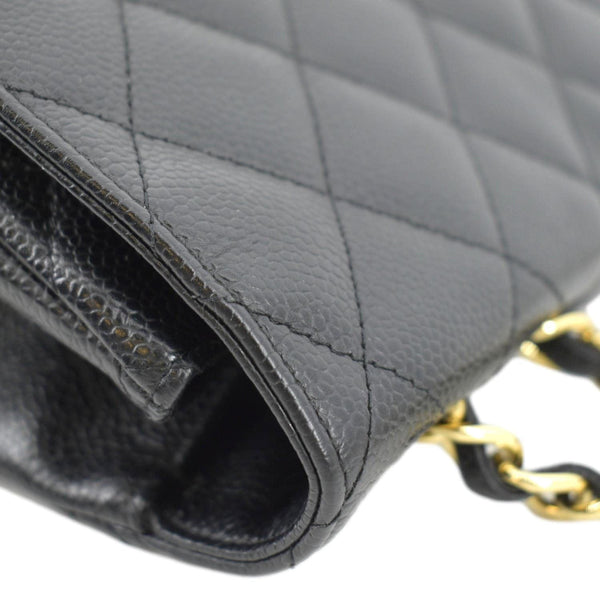 CHANEL Classic Jumbo Single Flap Quilted Caviar Leather Shoulder Bag Black