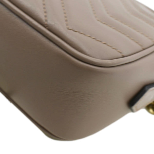 GUCCI GG Marmont Matelasse Mini Leather Crossbody Bag Beige 448065