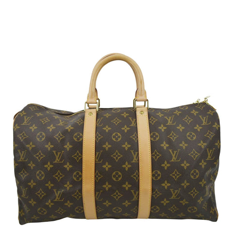 LOUIS VUITTON Keepall 45 Monogram Canvas Travel Bag Brown
