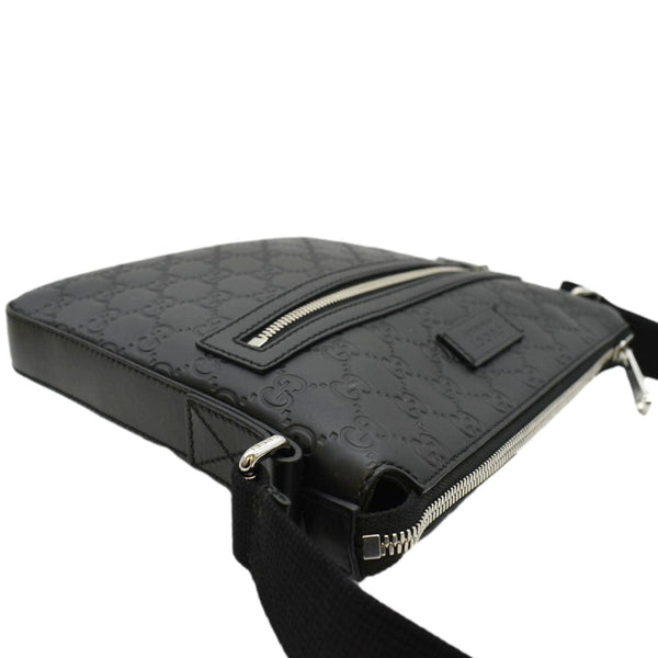 GUCCI GG Signature Leather Messenger Bag Black 406410