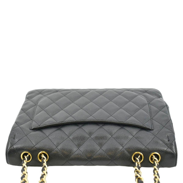 CHANEL Classic Jumbo Single Flap Quilted Caviar Leather Shoulder Bag Black