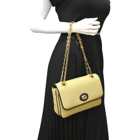GUCCI Linea Marina Small Leather Chain Shoulder Bag Beige 576421