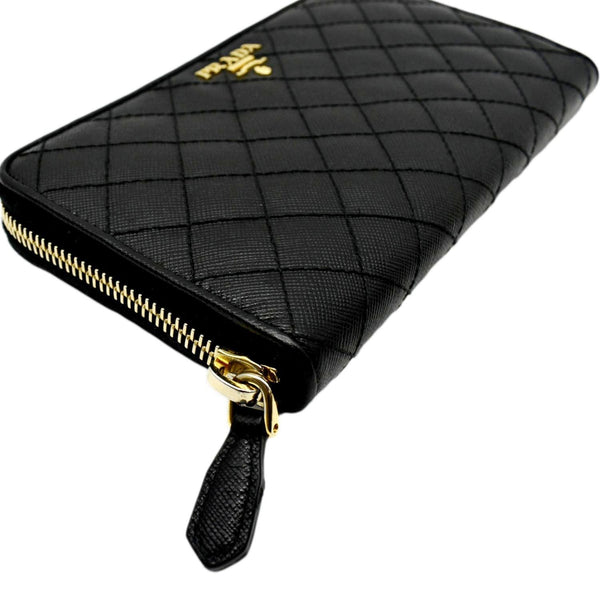 PRADA Zip Around Leather & Nylon Wallet Black