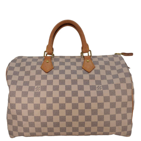 LOUIS VUITTON Speedy 35 Damier Azur Satchel Bag White