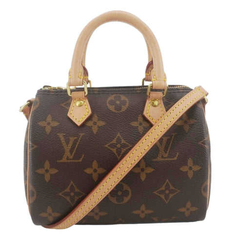 LOUIS VUITTON Nano Speedy Bandouliere Monogram Canvas Crossbody Bag Brown