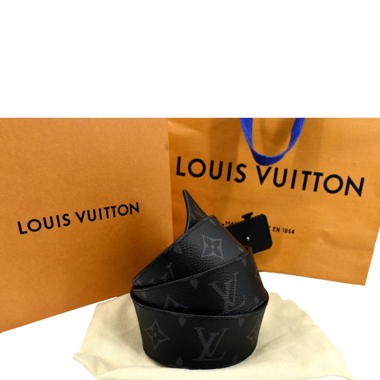 Louis Vuitton LV Initiales 40mm Matte Black Belt Grey Monogram Eclipse. Size 100 cm