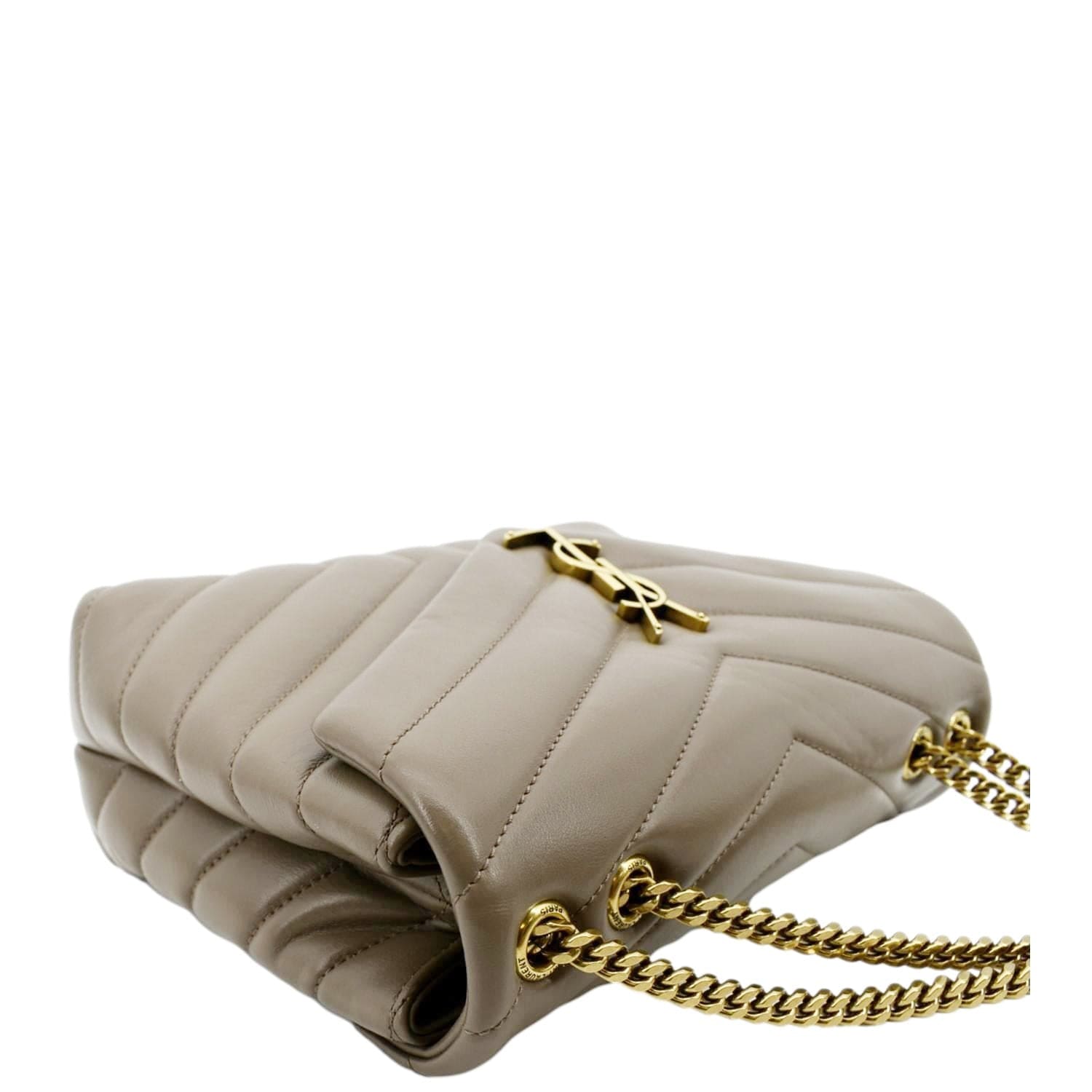 Saint Laurent Loulou Small Quilted Leather Shoulder Bag In Beige