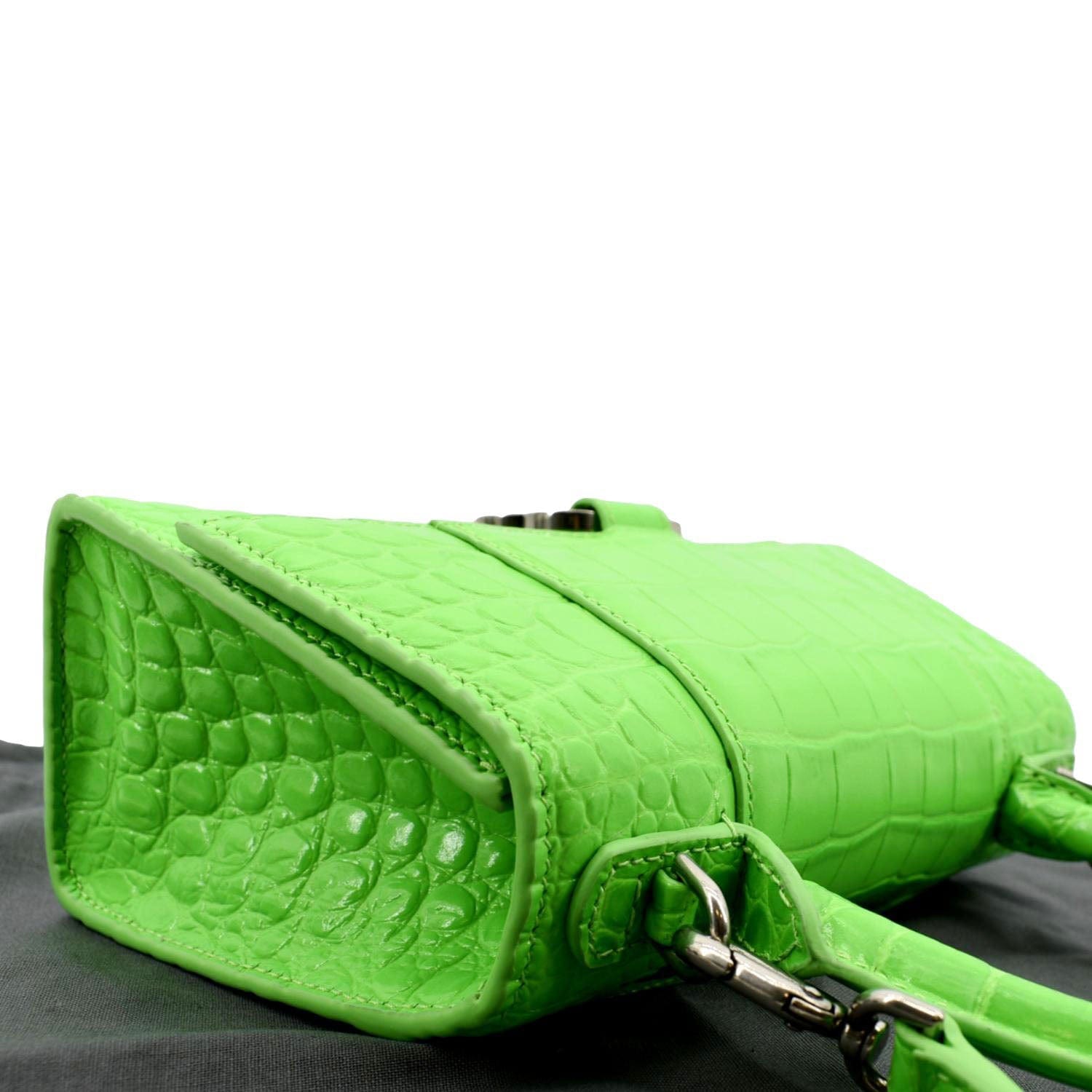 Balenciaga Hourglass Small Crocodile-Embossed Top-Handle Bag