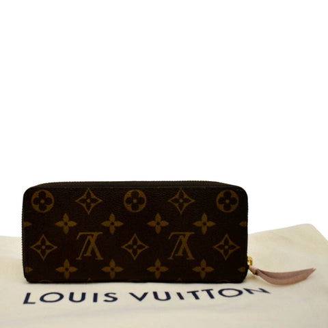 LOUIS VUITTON Clemence Monogram Canvas Zippy Wallet Brown