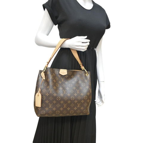 LOUIS VUITTON Graceful PM Monogram Canvas Hobo Bag Brown
