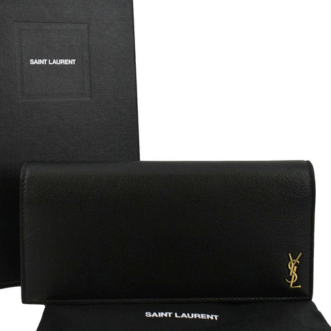 YVES SAINT LAURENT Flap Leather Wallet Black