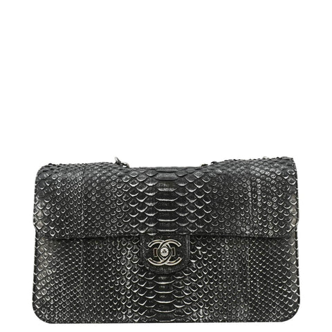 CHANEL Perfect Edge Large Flap Snakeskin Shoulder Bag Black