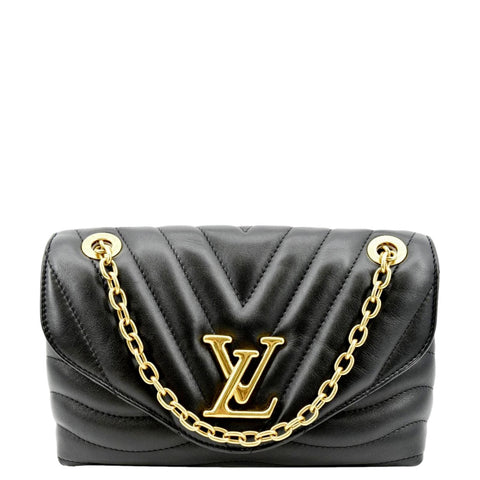 LOUIS VUITTON New Wave Chain Leather Crossbody Bag Black